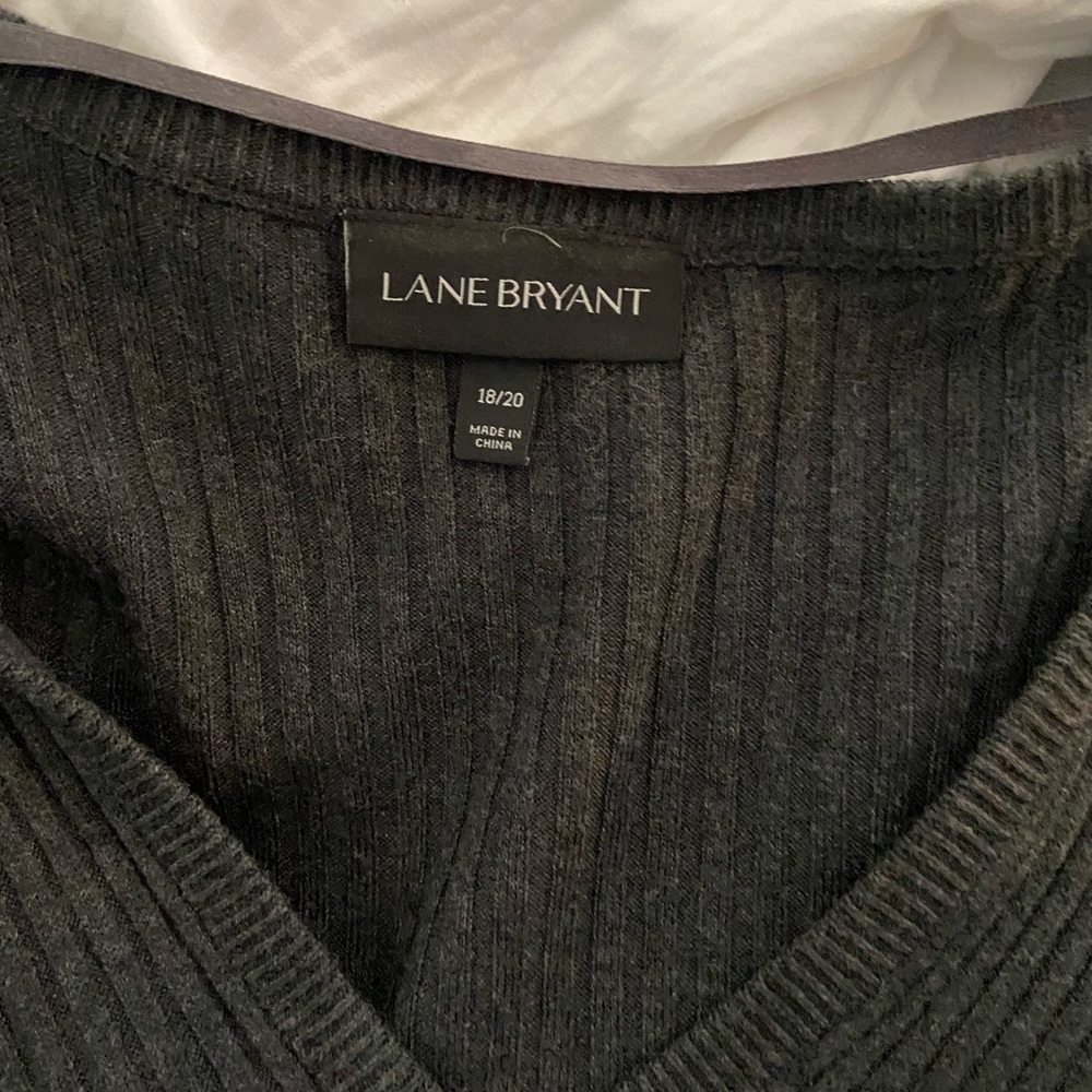 Lane Bryant Charcoal Ribbed Knit Top